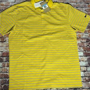 Nike Yellow Polo with White and Navy Stripes